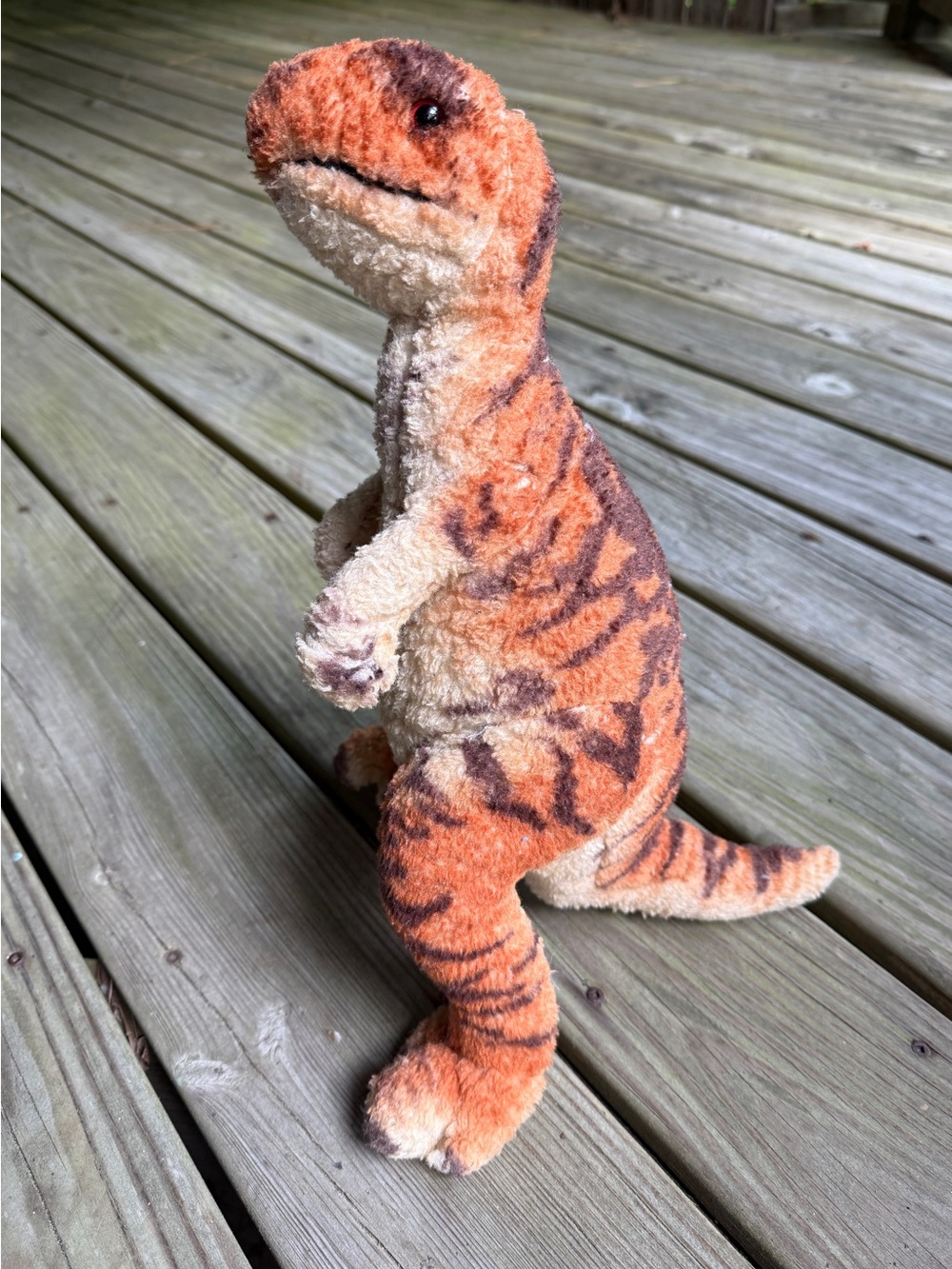 Plush Orange striped T Rex Dinosaur Stuffed Animal from dinosaur land!